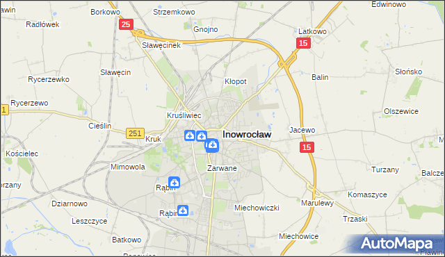 mapa Inowrocławia, Inowrocław na mapie Targeo