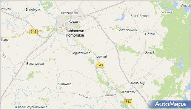 mapa Kamień gmina Jabłonowo Pomorskie, Kamień gmina Jabłonowo Pomorskie na mapie Targeo