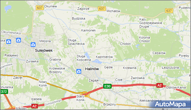 mapa Kazimierów gmina Halinów, Kazimierów gmina Halinów na mapie Targeo