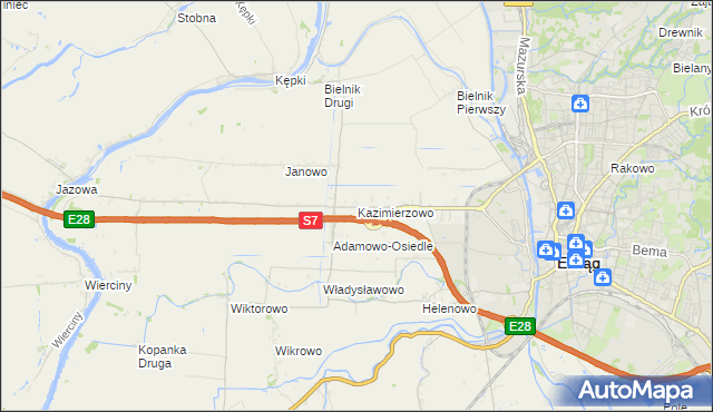 mapa Kazimierzowo gmina Elbląg, Kazimierzowo gmina Elbląg na mapie Targeo