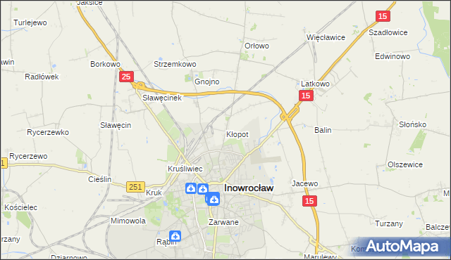 mapa Kłopot gmina Inowrocław, Kłopot gmina Inowrocław na mapie Targeo