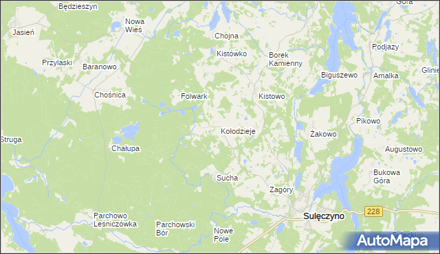 mapa Kołodzieje gmina Sulęczyno, Kołodzieje gmina Sulęczyno na mapie Targeo