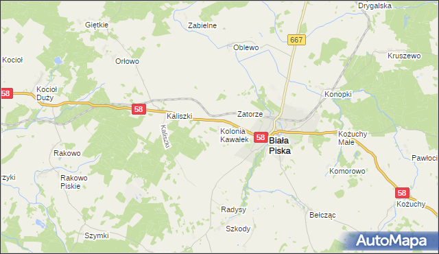 mapa Kolonia Kawałek, Kolonia Kawałek na mapie Targeo