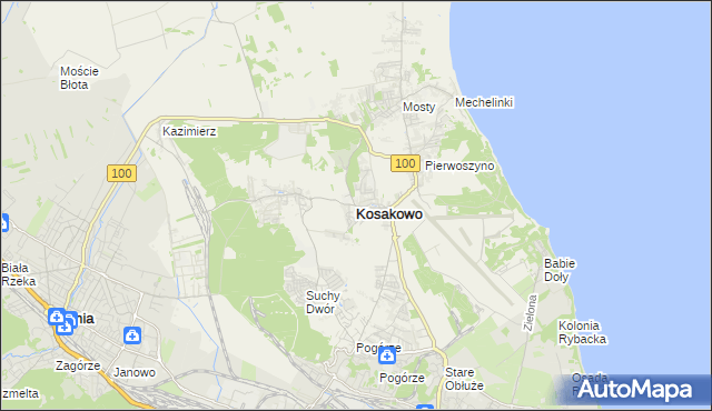 mapa Kosakowo powiat pucki, Kosakowo powiat pucki na mapie Targeo