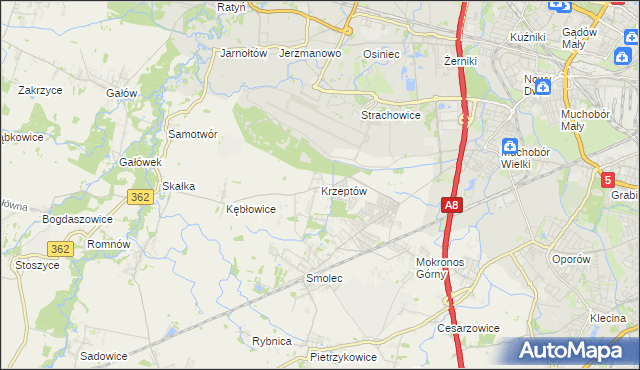 mapa Krzeptów, Krzeptów na mapie Targeo