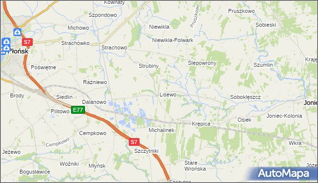 mapa Lisewo gmina Płońsk, Lisewo gmina Płońsk na mapie Targeo