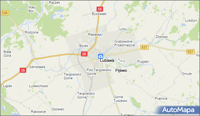 mapa Lubawa, Lubawa na mapie Targeo