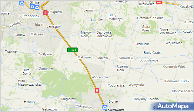 mapa Maków gmina Skaryszew, Maków gmina Skaryszew na mapie Targeo