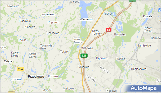 mapa Miszewko gmina Żukowo, Miszewko gmina Żukowo na mapie Targeo