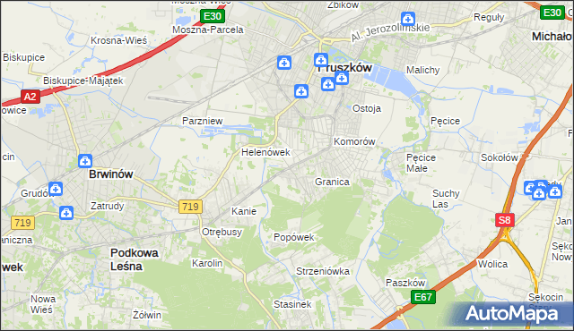 mapa Nowa Wieś gmina Michałowice, Nowa Wieś gmina Michałowice na mapie Targeo