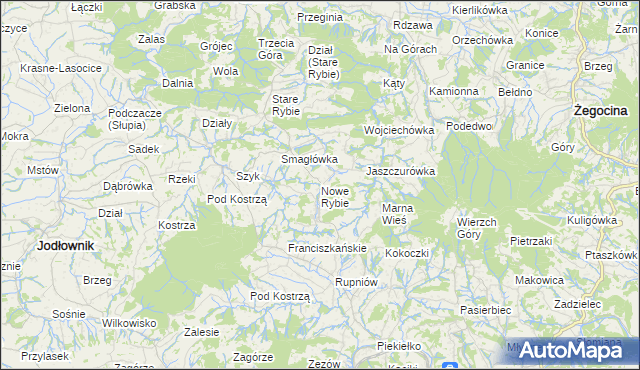 mapa Nowe Rybie, Nowe Rybie na mapie Targeo