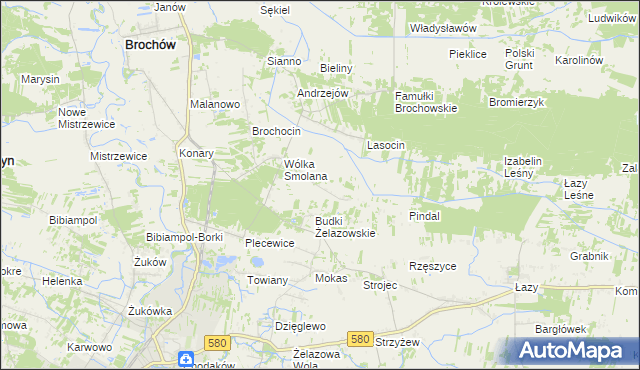 mapa Olszowiec gmina Brochów, Olszowiec gmina Brochów na mapie Targeo
