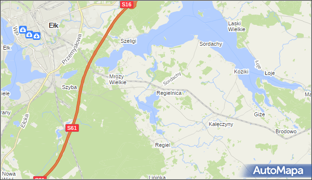mapa Regielnica, Regielnica na mapie Targeo