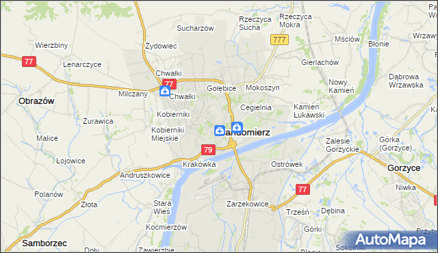 mapa Sandomierza, Sandomierz na mapie Targeo