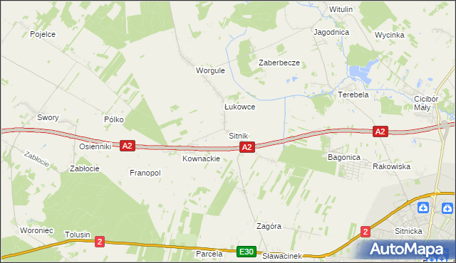 mapa Sitnik gmina Biała Podlaska, Sitnik gmina Biała Podlaska na mapie Targeo
