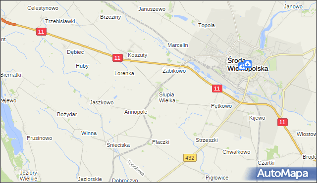 mapa Słupia Wielka, Słupia Wielka na mapie Targeo
