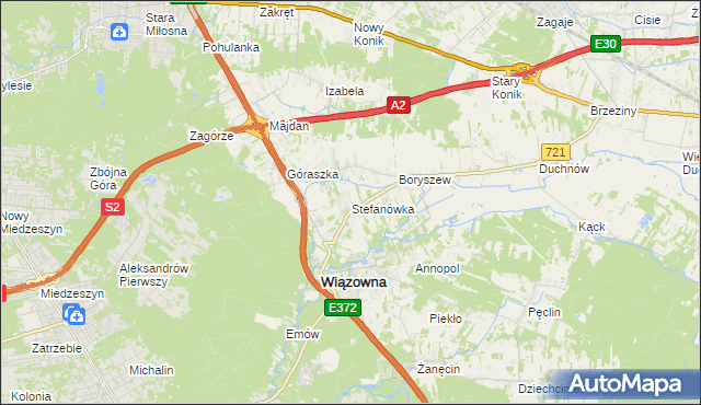 mapa Stefanówka gmina Wiązowna, Stefanówka gmina Wiązowna na mapie Targeo