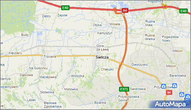 mapa Świlcza, Świlcza na mapie Targeo