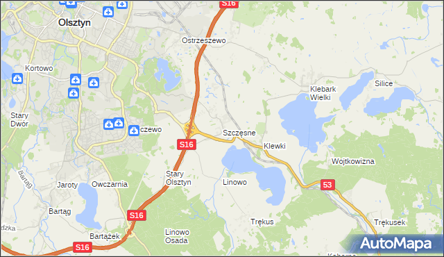 mapa Szczęsne gmina Purda, Szczęsne gmina Purda na mapie Targeo