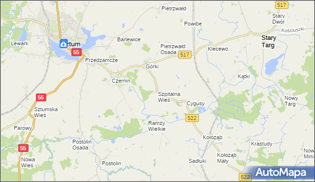mapa Szpitalna Wieś, Szpitalna Wieś na mapie Targeo
