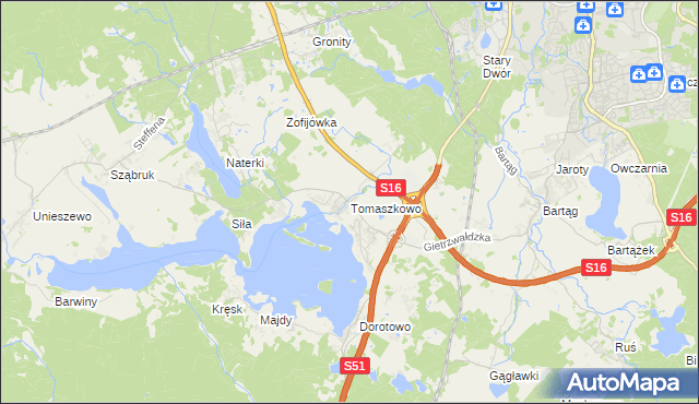 mapa Tomaszkowo, Tomaszkowo na mapie Targeo