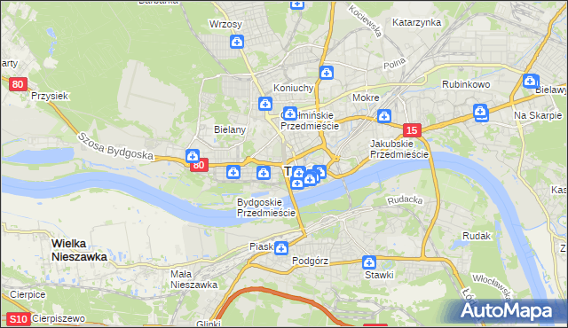 mapa Torunia, Toruń na mapie Targeo