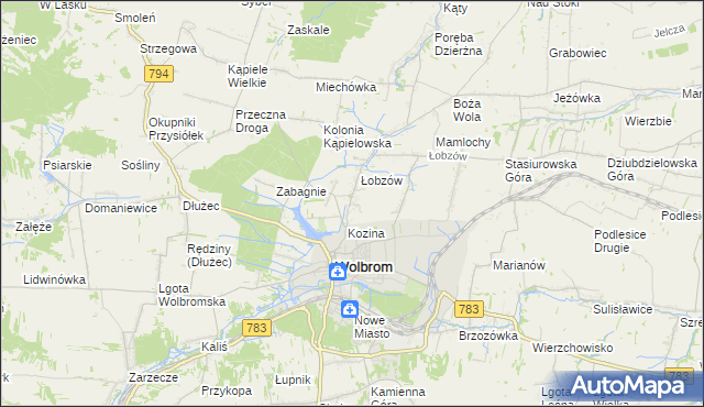 mapa Wymysłów gmina Wolbrom, Wymysłów gmina Wolbrom na mapie Targeo