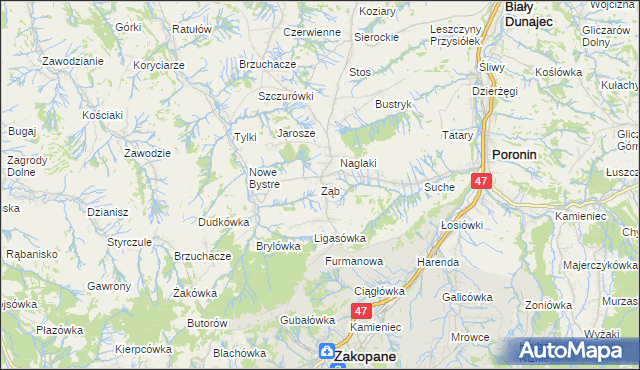 mapa Ząb, Ząb na mapie Targeo