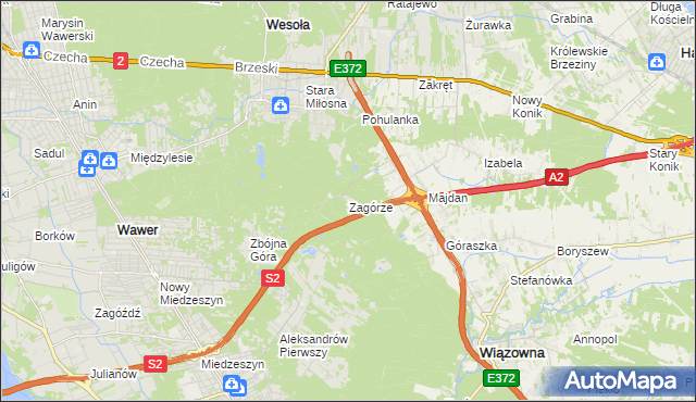 mapa Zagórze gmina Wiązowna, Zagórze gmina Wiązowna na mapie Targeo