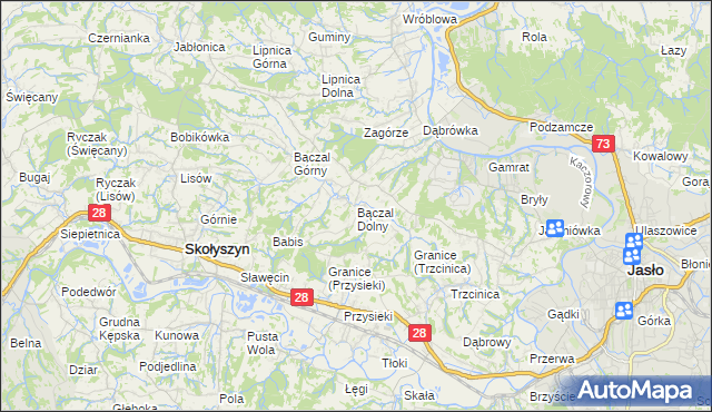 mapa Bączal Dolny, Bączal Dolny na mapie Targeo