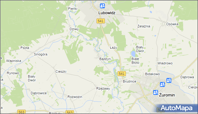 mapa Bądzyn, Bądzyn na mapie Targeo