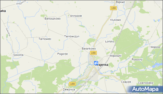 mapa Barankowo, Barankowo na mapie Targeo