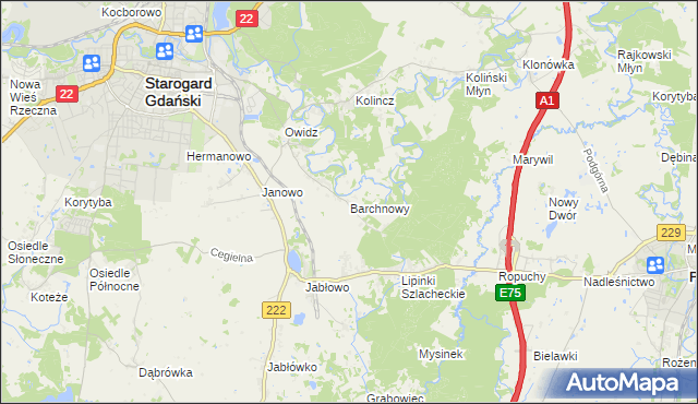 mapa Barchnowy, Barchnowy na mapie Targeo