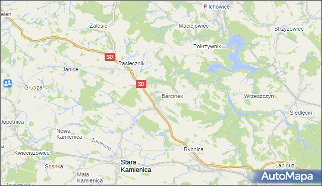 mapa Barcinek, Barcinek na mapie Targeo