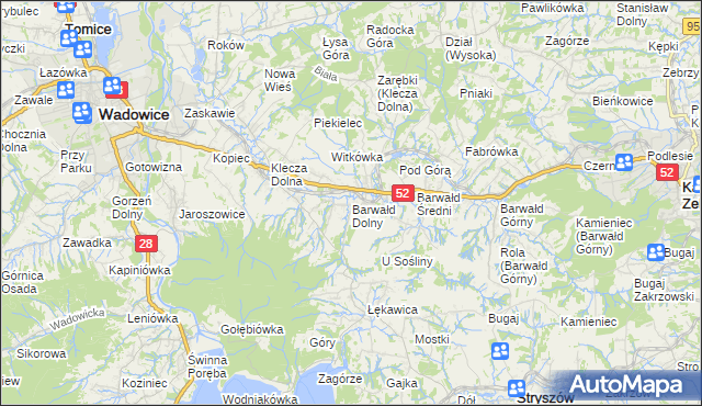mapa Barwałd Dolny, Barwałd Dolny na mapie Targeo