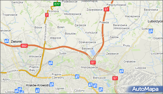mapa Batowice, Batowice na mapie Targeo