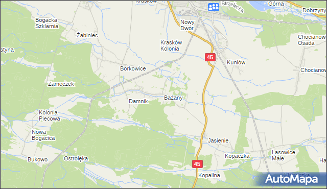 mapa Bażany, Bażany na mapie Targeo