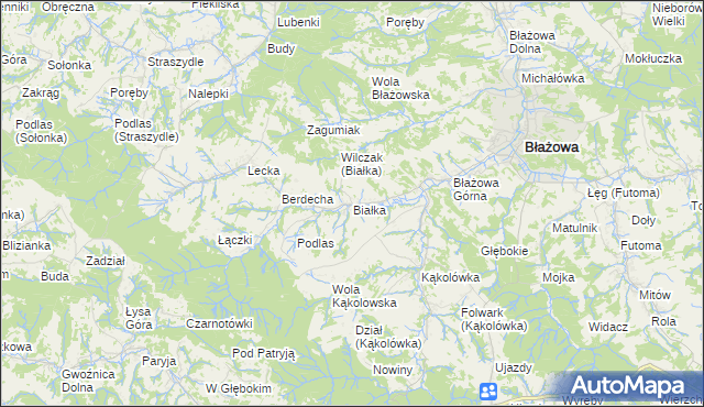 mapa Białka gmina Błażowa, Białka gmina Błażowa na mapie Targeo