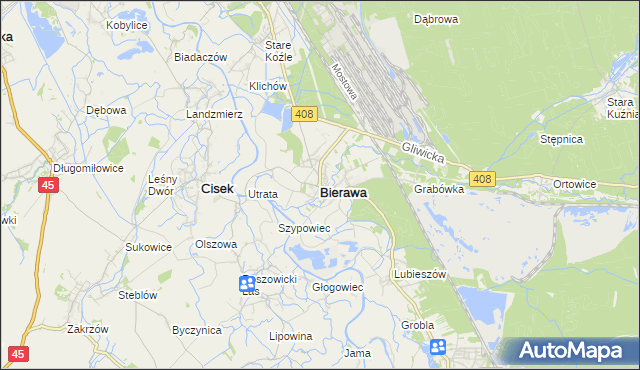 mapa Bierawa, Bierawa na mapie Targeo