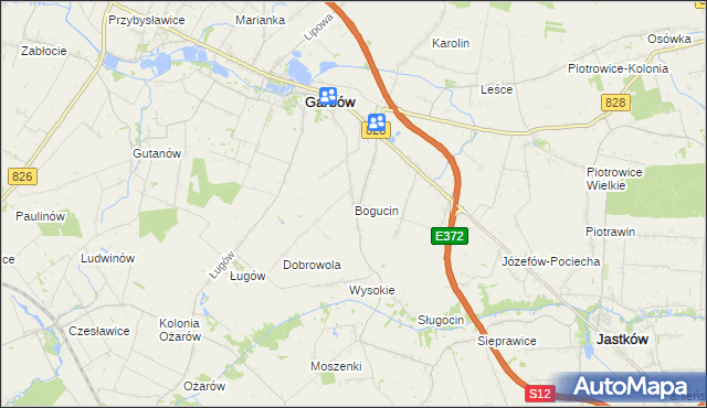 mapa Bogucin gmina Garbów, Bogucin gmina Garbów na mapie Targeo