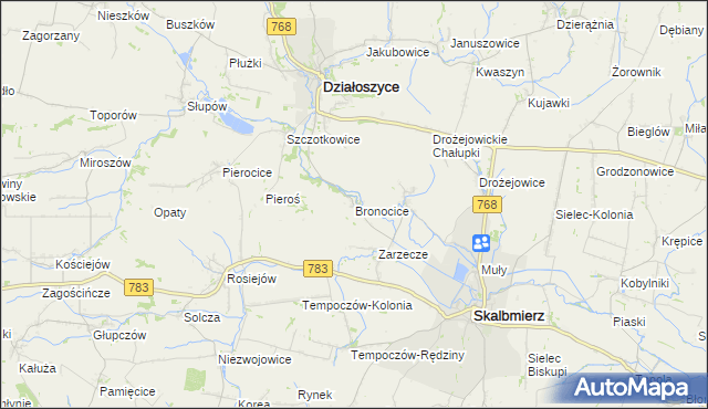 mapa Bronocice, Bronocice na mapie Targeo