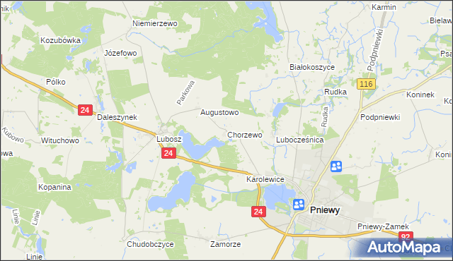 mapa Chorzewo gmina Kwilcz, Chorzewo gmina Kwilcz na mapie Targeo
