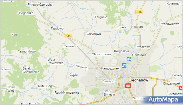 mapa Chruszczewo, Chruszczewo na mapie Targeo