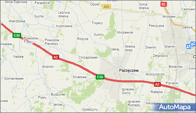 mapa Chrząstów Wielki, Chrząstów Wielki na mapie Targeo