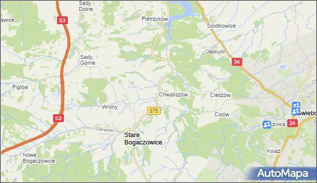mapa Chwaliszów, Chwaliszów na mapie Targeo