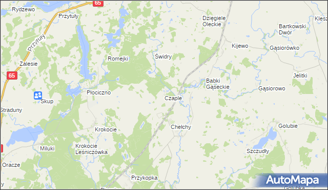 mapa Czaple gmina Ełk, Czaple gmina Ełk na mapie Targeo