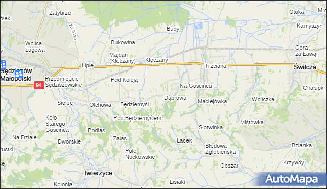 mapa Dąbrowa gmina Świlcza, Dąbrowa gmina Świlcza na mapie Targeo