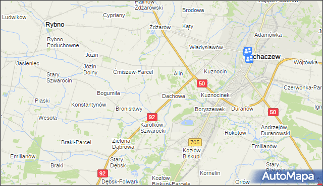 mapa Dachowa gmina Sochaczew, Dachowa gmina Sochaczew na mapie Targeo
