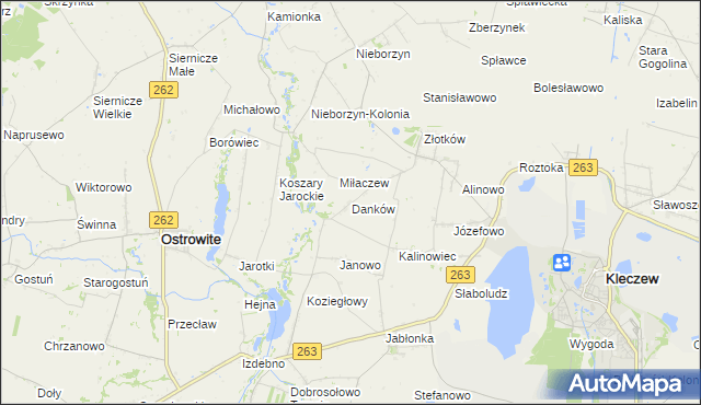 mapa Danków gmina Kleczew, Danków gmina Kleczew na mapie Targeo