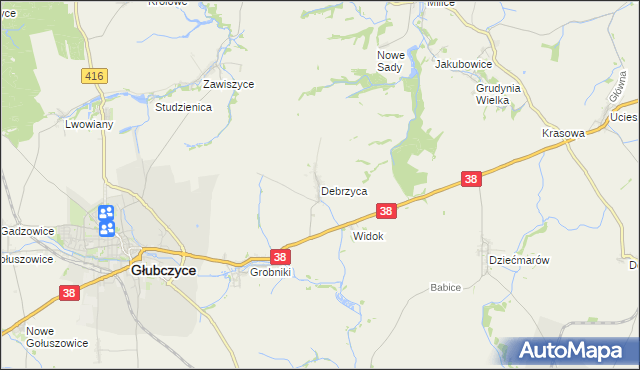 mapa Debrzyca, Debrzyca na mapie Targeo